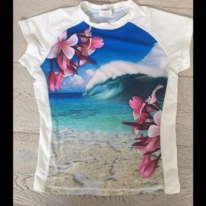 Juniors girls swim large waves beach rash guard